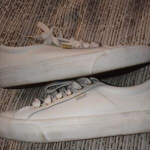 Keds White Sneakers with Gold Accents